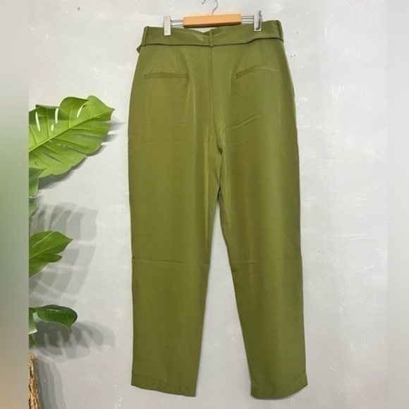 JASON WU | NWOT Green Pleated Waist Belted Pants - Size 12 - Picture 2 of 8
